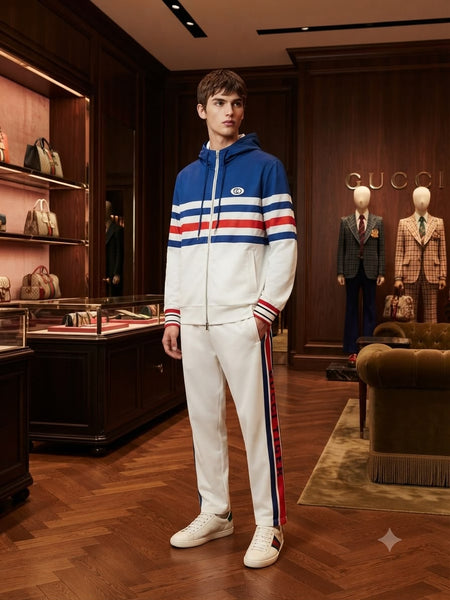 Premium Color-Block Hooded Tracksuit Set