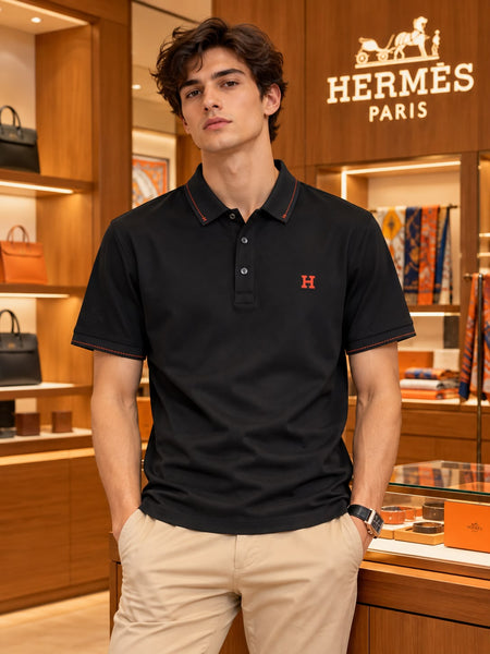 Premium Exclusive High-End Quality Authentic Black Polo Tee for Men Soft Cotton Casual Shirt