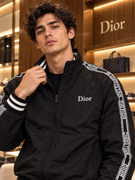 Premium  Brand Signature Track Jacket with Logo Tape Sleeves