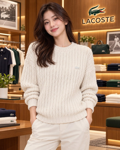 Premium Exclusive High-End Quality Soft Knit Cream Ladies Pullover Sweater for Women