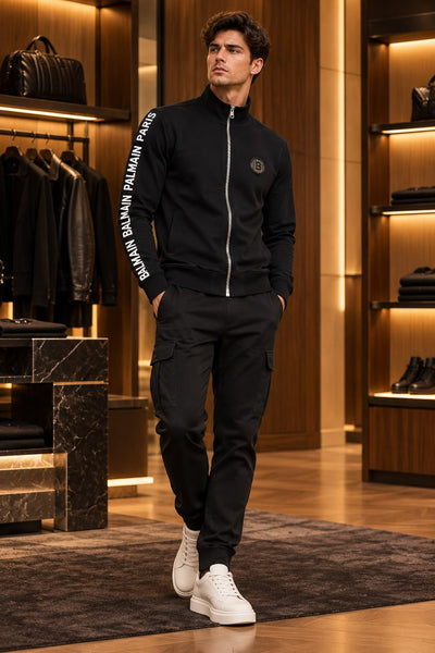 Premium Exclusive High-End Soft Stretch Black Full Zip Sweatshirt for Modern Casual Style