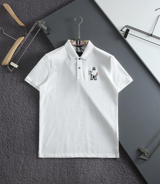 Men's White brand Polo Shirt with Iconic Logo Patch | Premium Cotton Pique Short Sleeve

