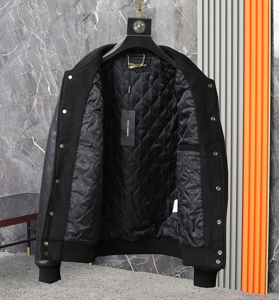 LOGO PLAQUE BUTTONED BOMBER JACKET