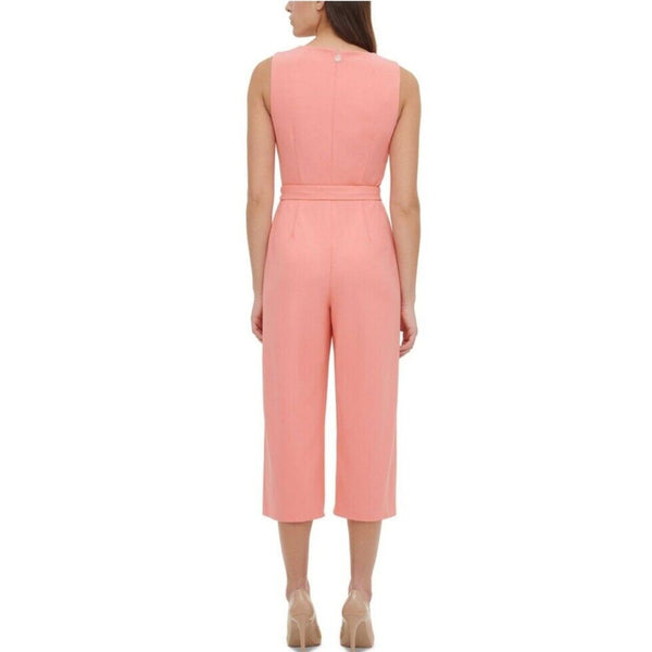 Circle Trim Pink Crepe Jumpsuit for Effortless Elegance