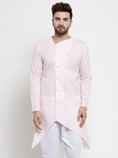 Designer Pink Linen Kurta  For Men By Treemoda