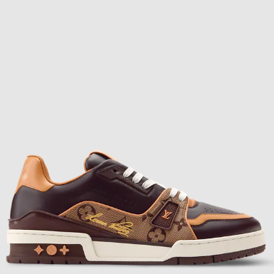 Luxury  Monogram Leather Sneakers  Brown & Tan Designer Shoes