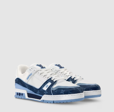 Premium Brand  Trainer Sneaker White & Marine Blue Premium Designer Shoes