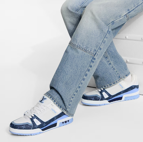 Premium Brand  Trainer Sneaker White & Marine Blue Premium Designer Shoes