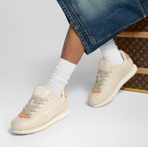 Luxury Brand  Beige Signature Low-Top Sneakers