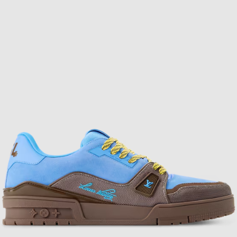 Branded Trainer Sneakers in Blue & Brown
