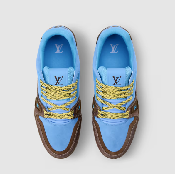 Branded Trainer Sneakers in Blue & Brown