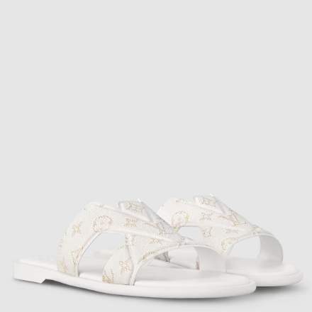 Elegant White Monogram Slide Sandals – Chic Luxury Comfort