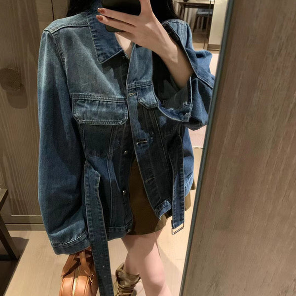 Women Latest Denim Jacket With Belt