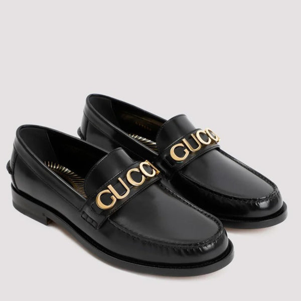 Logo-Letter Hardware Leather Shoes For Men
