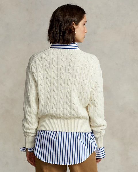 Premium Logo Cable Knit Crewneck Pullover