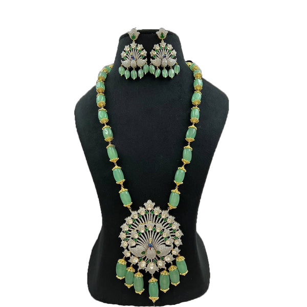 Iconic Peacock Design Pendant Long Necklace with Earrings