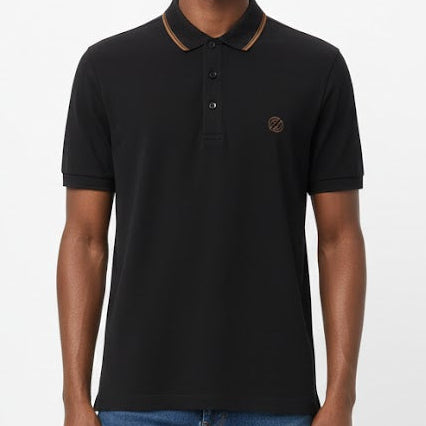 Men’s Premium Black Polo T-Shirt with Contrast Collar & Logo Detail