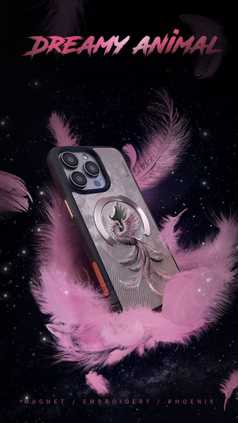 NIMMY 3D Embroidered Fantasy Animal Series Leather Magsafe Case For iPhone 15 Series