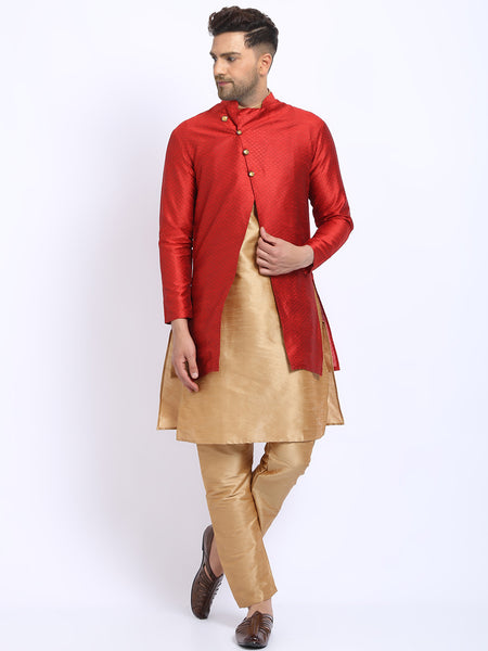 3 Pc set of Brocade Jacket with Kurta & Churidar Pajama by Treemoda