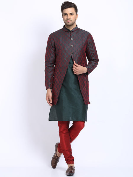 3 Pc set of Brocade Jacket with Kurta & Churidar Pajama by Treemoda