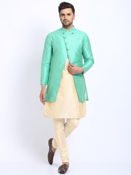 3 Pc set of Brocade Jacket with Kurta & Churidar Pajama by Treemoda
