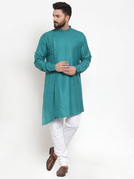 Designer Sea Green Kurta Pajama Churidar Set For Men By Treemoda