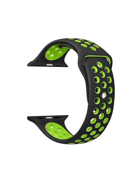 Silicone Sports Watch Strap for Apple Watch Series 5/4/3/2/1(Black and Green)