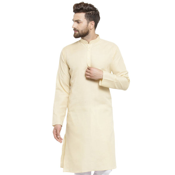 New Lenin Plain Kurta In Beige By Treemoda