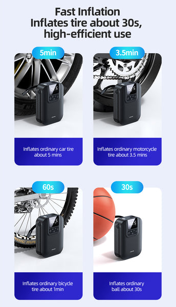 USAMS Mini Portable Air Compressor Pump with LED Light For Car, Bike, Bicycle, Motorcycles, Balls and More