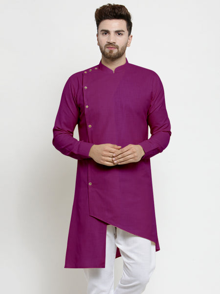 Designer Purple Linen Kurta For Men By Treemoda