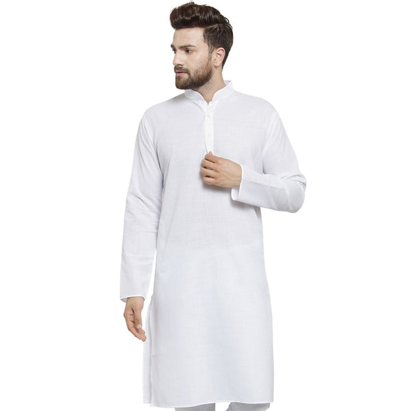 New Linen Plain Kurta In White By Treemoda