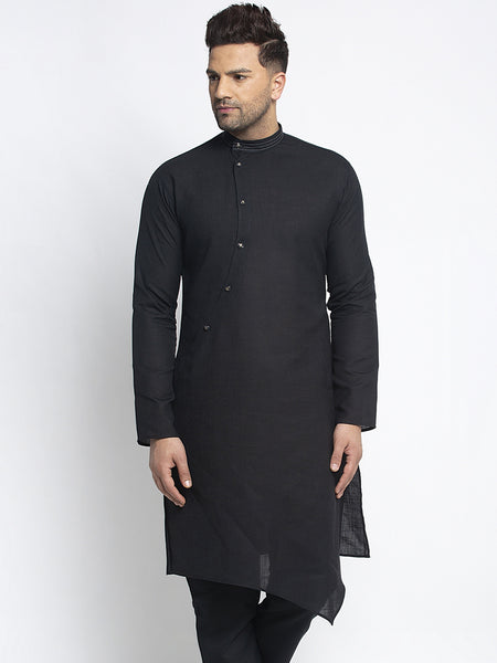 Designer Black Linen Kurta For Men By Treemoda