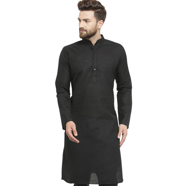 New Lenin Plain Kurta in Black By Treemoda