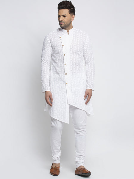 Designer Cotton Chikankari White Kurta Pajama Set by Treemoda