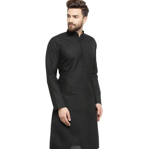 New Lenin Plain Kurta in Black By Treemoda