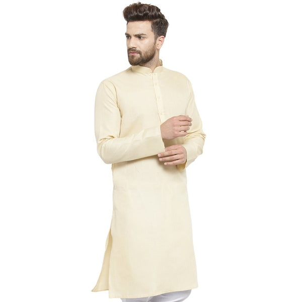 New Lenin Plain Kurta In Beige By Treemoda