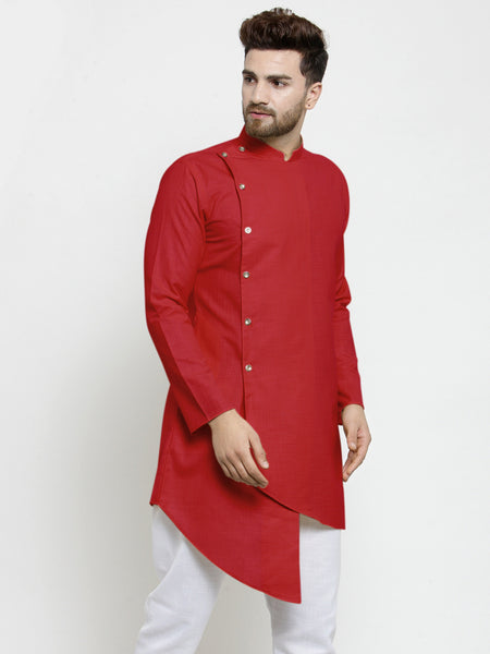 Designer Red Linen Kurta For Men By Treemoda