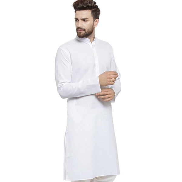 New Linen Plain Kurta In White By Treemoda