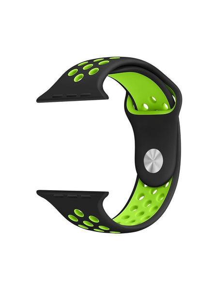 Silicone Sports Watch Strap for Apple Watch Series 5/4/3/2/1(Black and Green)