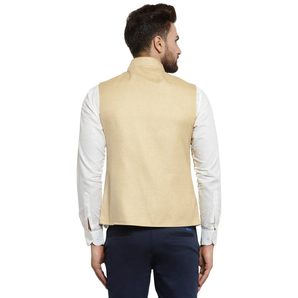 Treemoda Cream Nehru jacket For Men Stylish Latest Design Suitable for Ethnic Wear/Wedding Wear/ Formal Wear/Casual Wear