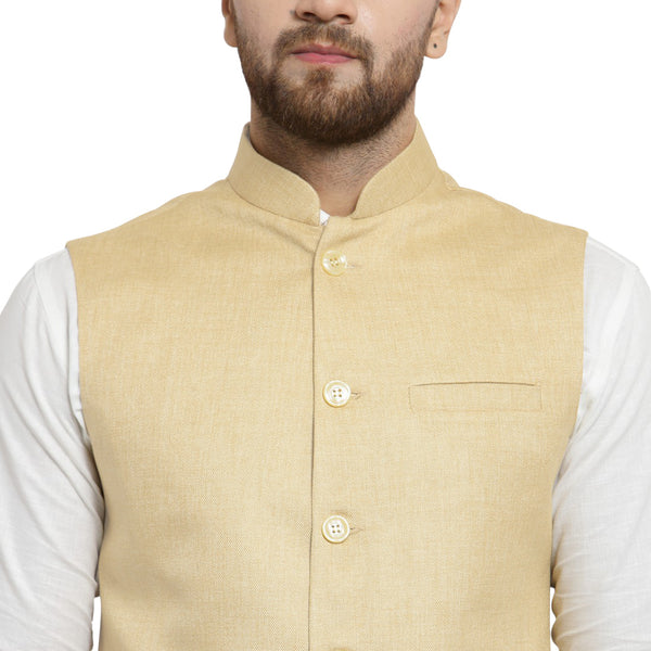Treemoda Cream Nehru jacket For Men Stylish Latest Design Suitable for Ethnic Wear/Wedding Wear/ Formal Wear/Casual Wear