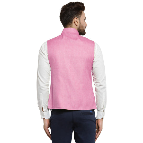 Treemoda Baby Pink Nehru jacket For Men Stylish Latest Design Suitable for Ethnic Wear/Wedding Wear/ Formal Wear/Casual Wear