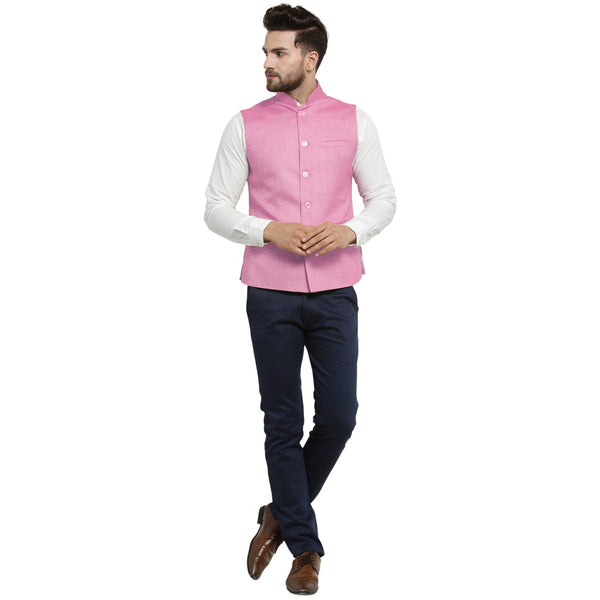 Treemoda Baby Pink Nehru jacket For Men Stylish Latest Design Suitable for Ethnic Wear/Wedding Wear/ Formal Wear/Casual Wear