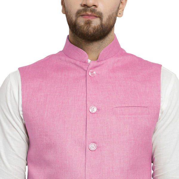 Treemoda Baby Pink Nehru jacket For Men Stylish Latest Design Suitable for Ethnic Wear/Wedding Wear/ Formal Wear/Casual Wear