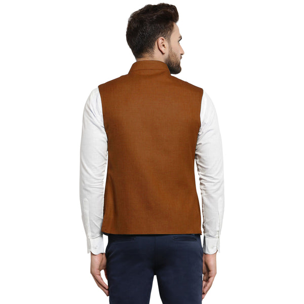Treemoda Brown Nehru jacket For Men Stylish Latest Design Suitable for Ethnic Wear/Wedding Wear/ Formal Wear/Casual Wear