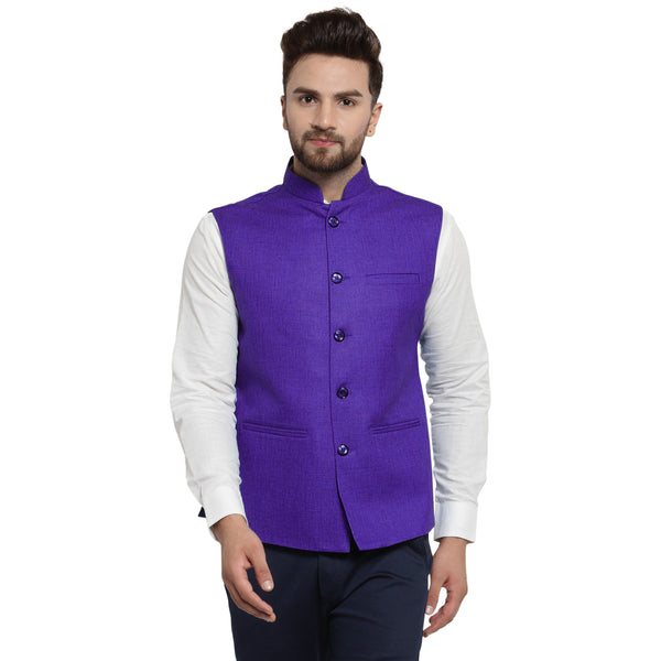 Treemoda Violet Nehru jacket For Men Stylish Latest Design Suitable for Ethnic Wear/Wedding Wear/ Formal Wear/Casual Wear