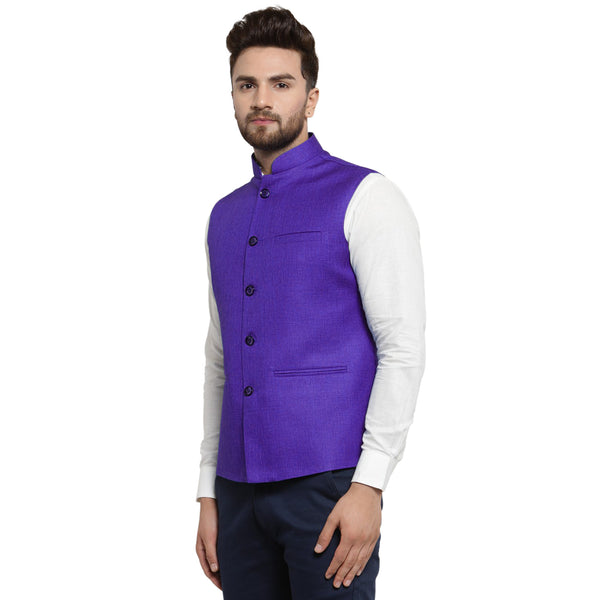 Treemoda Violet Nehru jacket For Men Stylish Latest Design Suitable for Ethnic Wear/Wedding Wear/ Formal Wear/Casual Wear