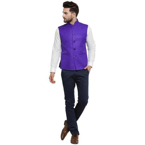 Treemoda Violet Nehru jacket For Men Stylish Latest Design Suitable for Ethnic Wear/Wedding Wear/ Formal Wear/Casual Wear