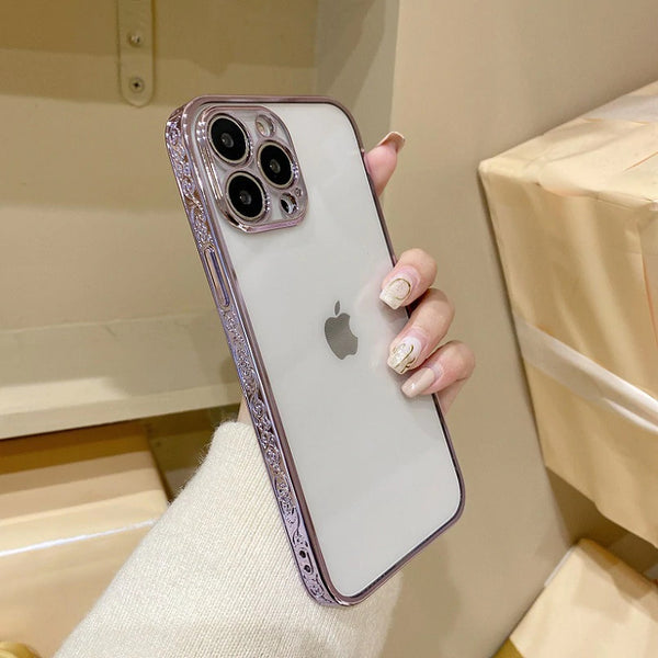 Classic Textured Electroplated Back Case Cover for iPhone