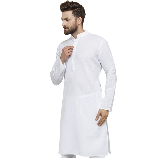 New Linen Plain Kurta In White By Treemoda